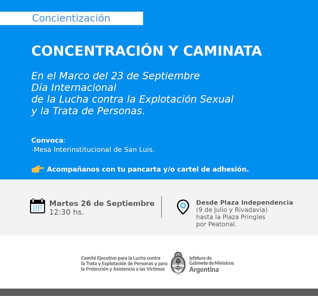 CAMINATA POR EL DÍA INTERNACIONAL DE LA LUCHA CONTRA LA EXPLOTACIÓN SEXUAL Y LA TRATA DE PERSONAS
